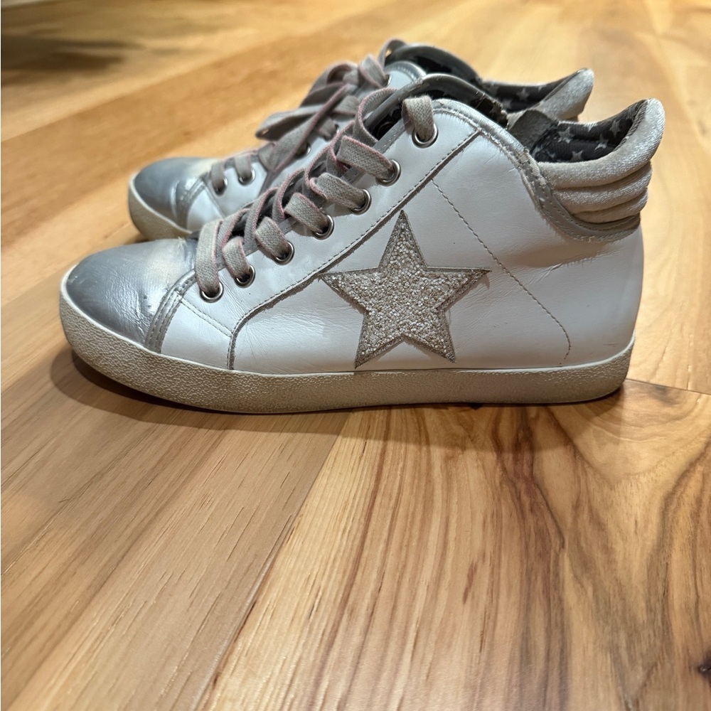 Steve Madden White and Silver Star Sneakers